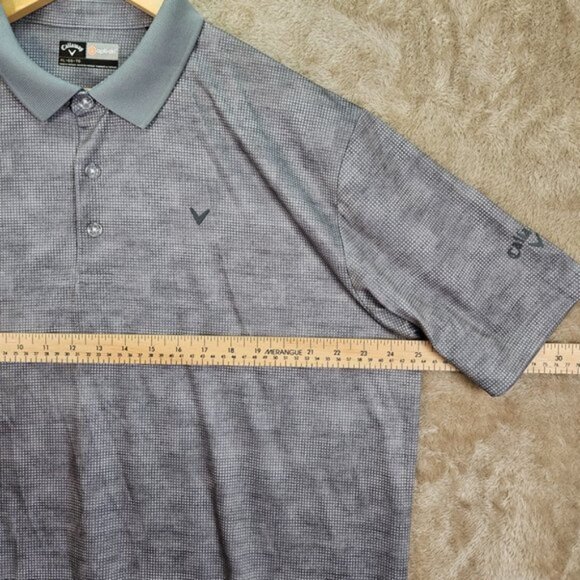 Callaway Opti-Dri Polo Golf Shirt Geometric Mens Size XL Gray Short Sleeve - Picture 3 of 10